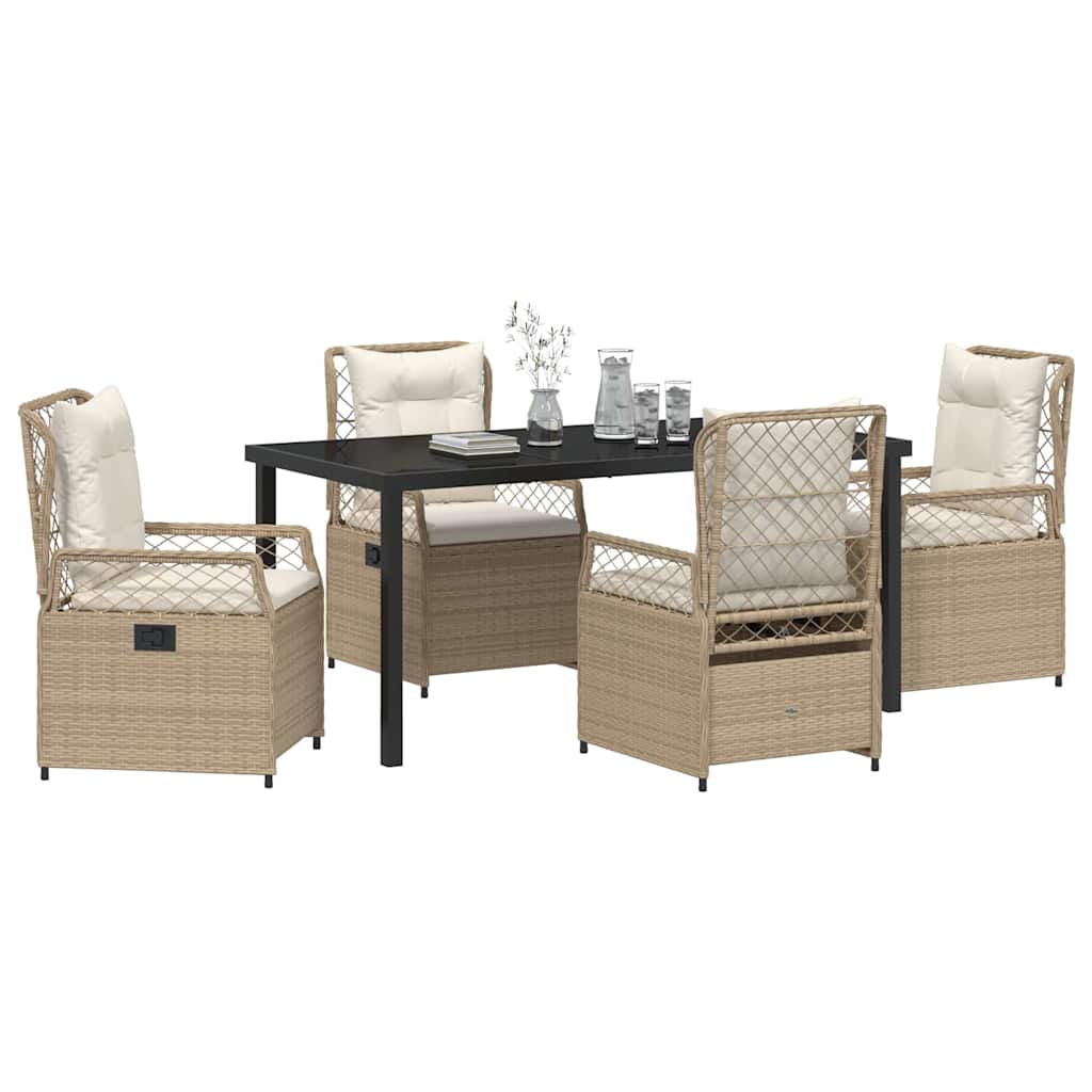 Set da Pranzo per Giardino 5 pcs Beige e Bianco Crema