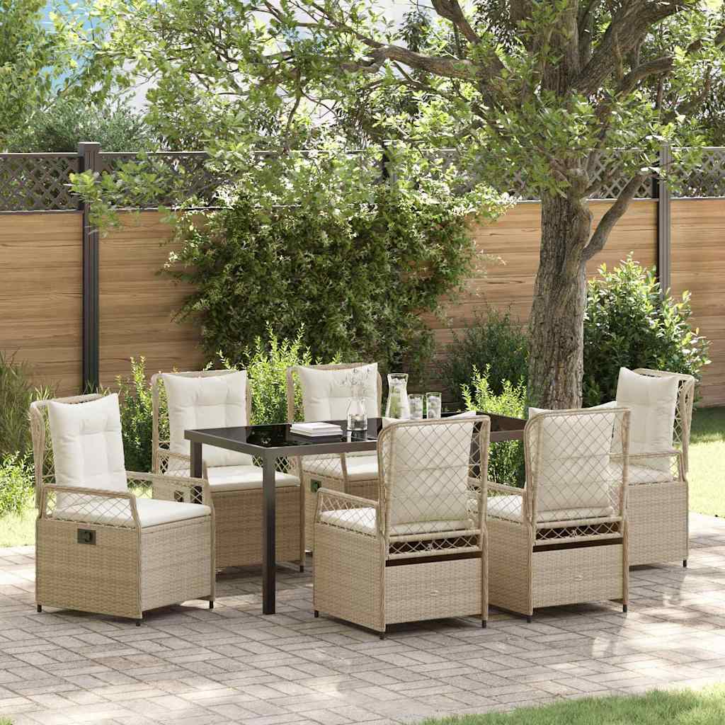 Set da Pranzo per Giardino 7 pcs Beige e Bianco Crema