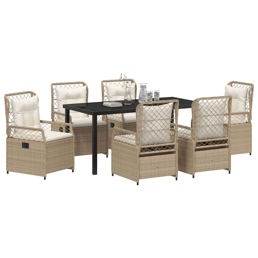 Set da Pranzo per Giardino 7 pcs Beige e Bianco Crema