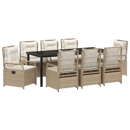 Set da Pranzo per Giardino 9 pcs Beige e Bianco Crema