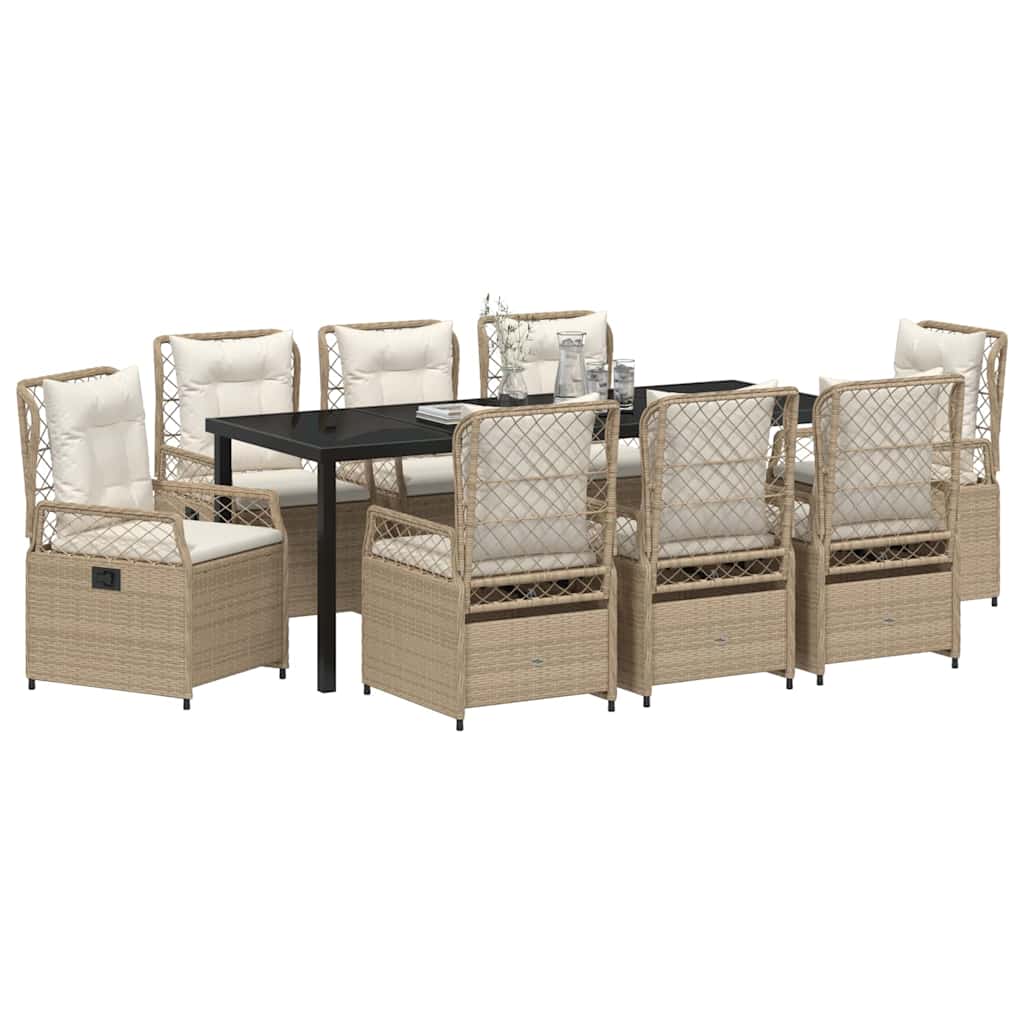 Set da Pranzo per Giardino 9 pcs Beige e Bianco Crema