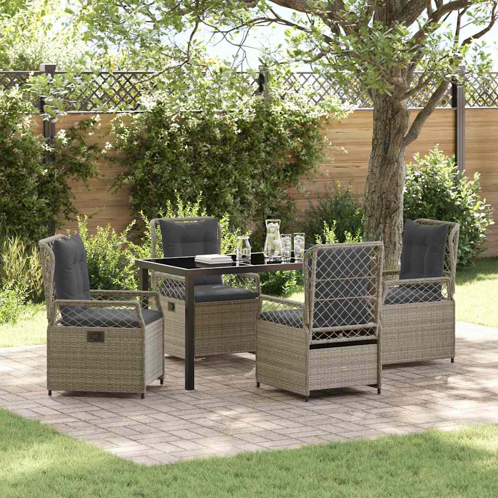 Set da Pranzo per Giardino 5 pcs Grigio chiaro polyrattan