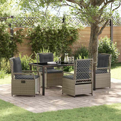 Set da Pranzo per Giardino 5 pcs Grigio chiaro polyrattan