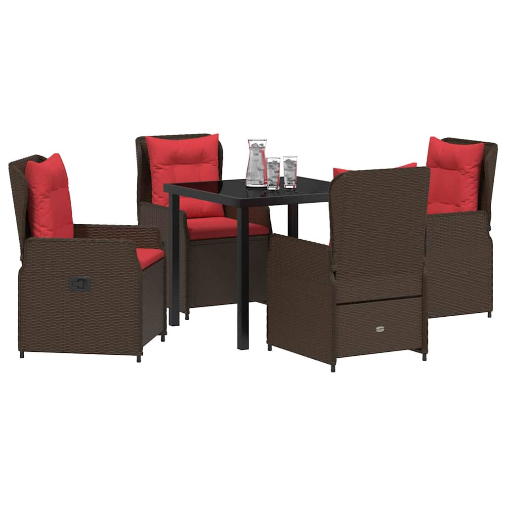 Set da Pranzo per Giardino 5 pcs Marrone Poly Rattan