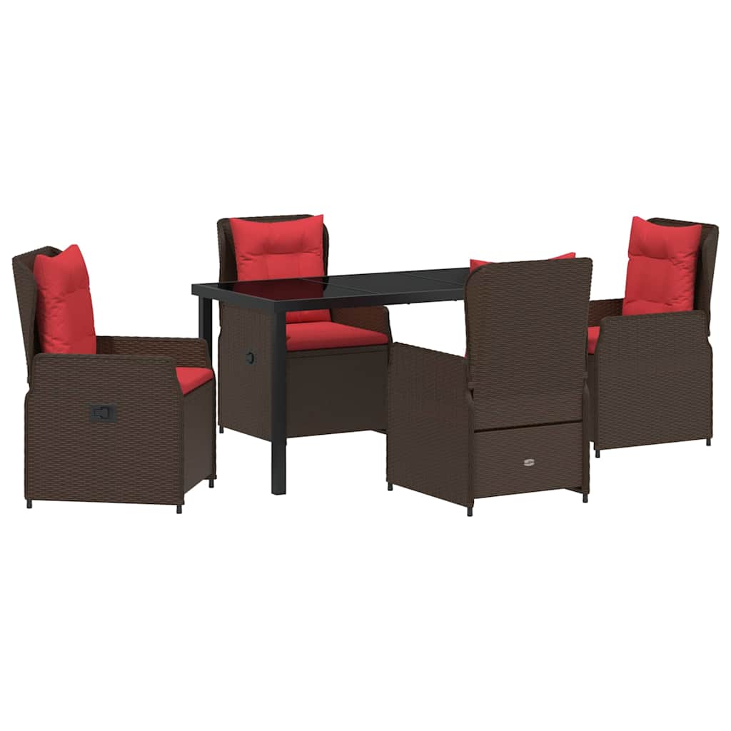 Set da Pranzo per Giardino 5 pcs Marrone Poly Rattan
