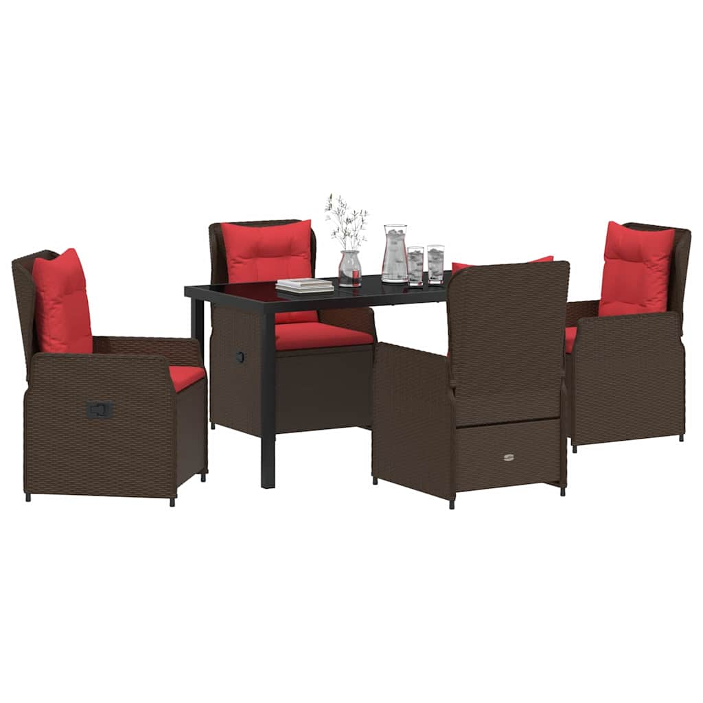 Set da Pranzo per Giardino 5 pcs Marrone Poly Rattan