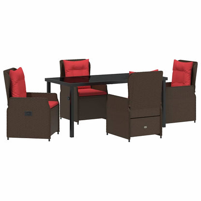 Set da Pranzo per Giardino 5 pcs Marrone Poly Rattan