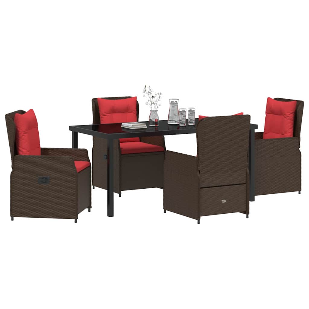 Set da Pranzo per Giardino 5 pcs Marrone Poly Rattan