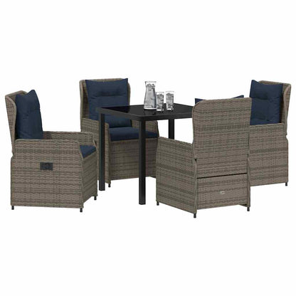 Set da Pranzo per Giardino 5 pcs Grigio Poly Rattan