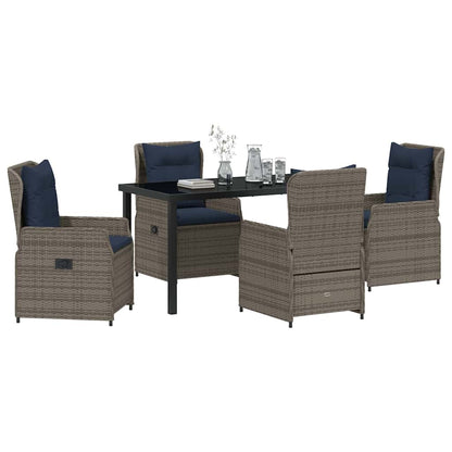Set da Pranzo per Giardino 5 pcs Grigio Poly Rattan