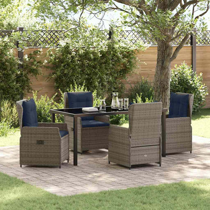 Set da Pranzo per Giardino 5 pcs Grigio Poly Rattan