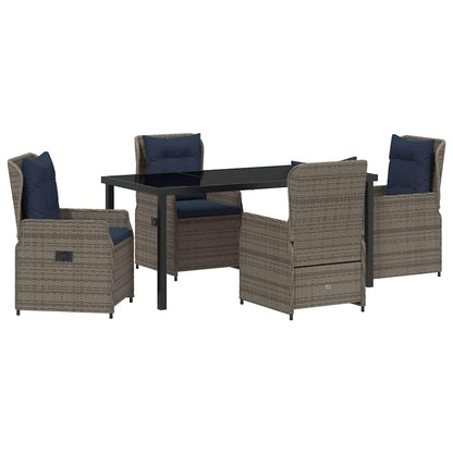 Set da Pranzo per Giardino 5 pcs Grigio Poly Rattan