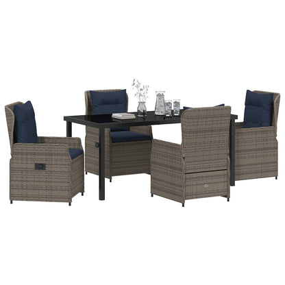 Set da Pranzo per Giardino 5 pcs Grigio Poly Rattan