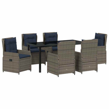 Set da Pranzo per Giardino 7 pcs Grigio Poly Rattan