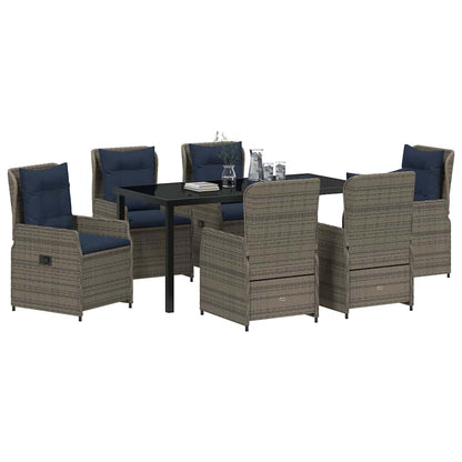 Set da Pranzo per Giardino 7 pcs Grigio Poly Rattan