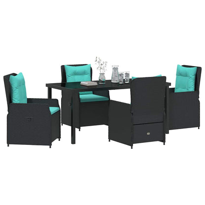 Set da Pranzo per Giardino 5 pcs Nero Poly Rattan