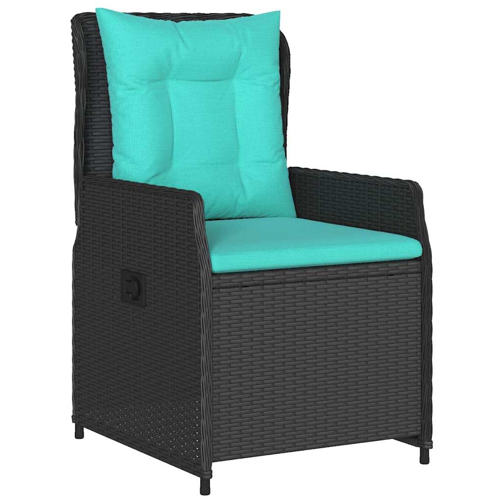 Set da Pranzo per Giardino 9 pcs Nero Poly Rattan