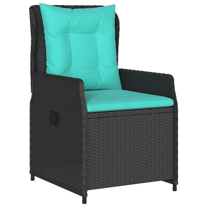 Set da Pranzo per Giardino 9 pcs Nero Poly Rattan
