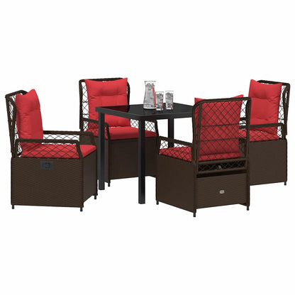 Set da Pranzo per Giardino 5 pcs Marrone polyrattan