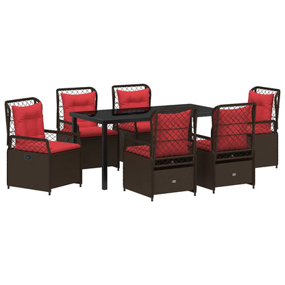 Set da Pranzo per Giardino 7 pcs Marrone polyrattan