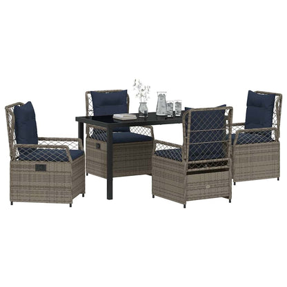 Set da Pranzo per Giardino 5 pcs Grigio polyrattan