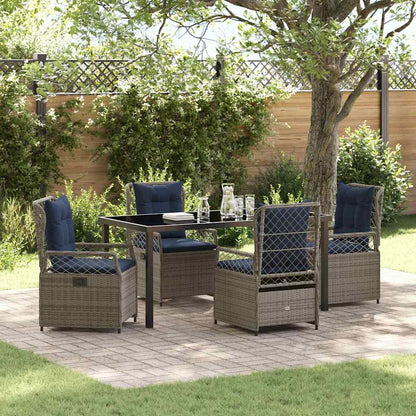 Set da Pranzo per Giardino 5 pcs Grigio polyrattan