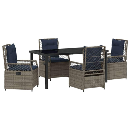 Set da Pranzo per Giardino 5 pcs Grigio polyrattan