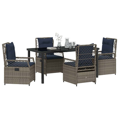 Set da Pranzo per Giardino 5 pcs Grigio polyrattan