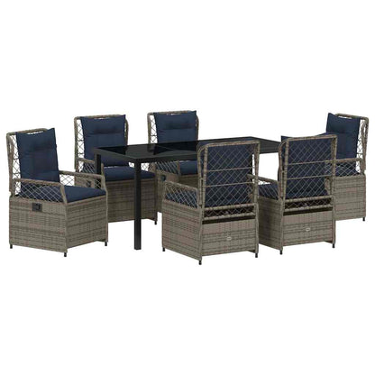 Set da Pranzo per Giardino 7 pcs Grigio polyrattan