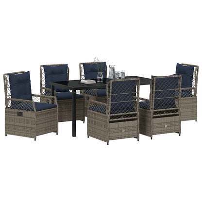 Set da Pranzo per Giardino 7 pcs Grigio polyrattan