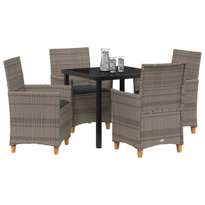 Set da Pranzo per Giardino 5 pcs Grigio polyrattan