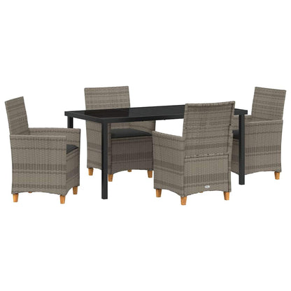 Set da Pranzo per Giardino 5 pcs Grigio polyrattan