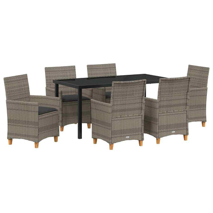 Set da Pranzo per Giardino 7 pcs Grigio polyrattan