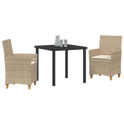Set da Pranzo per Giardino 3 pcs Beige polyrattan