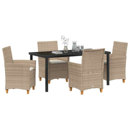 Set da Pranzo per Giardino 5 pcs Beige polyrattan
