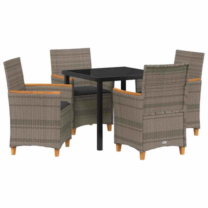 Set da Pranzo per Giardino 5 pcs Grigio polyrattan