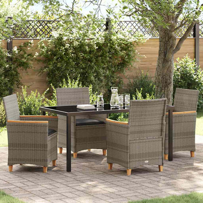 Set da Pranzo per Giardino 5 pcs Grigio polyrattan