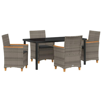 Set da Pranzo per Giardino 5 pcs Grigio polyrattan