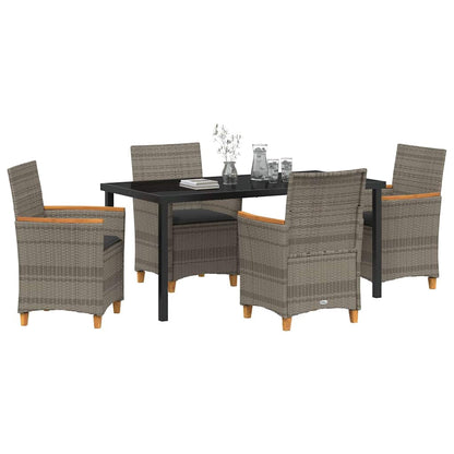 Set da Pranzo per Giardino 5 pcs Grigio polyrattan