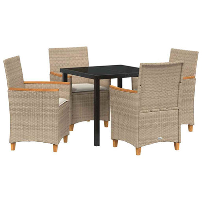 Set da Pranzo per Giardino 5 pcs Beige polyrattan