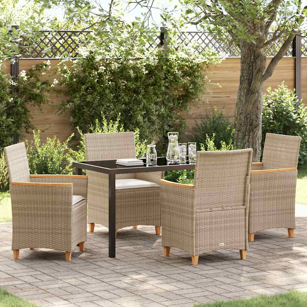 Set da Pranzo per Giardino 5 pcs Beige polyrattan