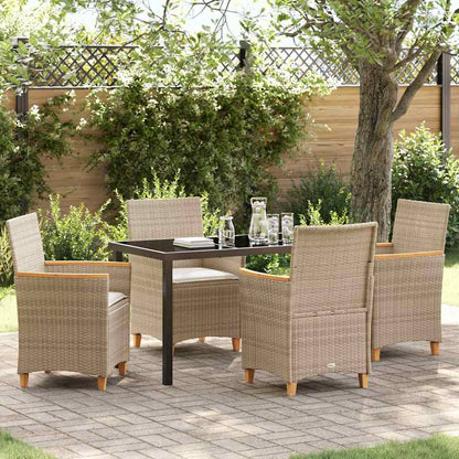Set da Pranzo per Giardino 5 pcs Beige polyrattan