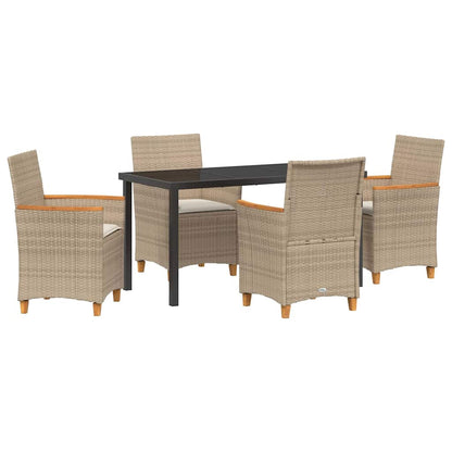 Set da Pranzo per Giardino 5 pcs Beige polyrattan