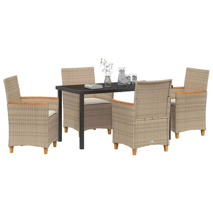 Set da Pranzo per Giardino 5 pcs Beige polyrattan