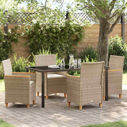 Set da Pranzo per Giardino 5 pcs Beige polyrattan