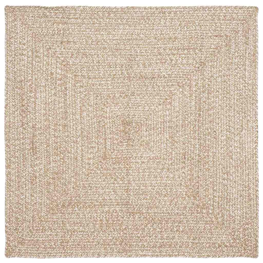 Tappeti per area Quadrato Naturale e Bianco 160 x 160 cm Juta