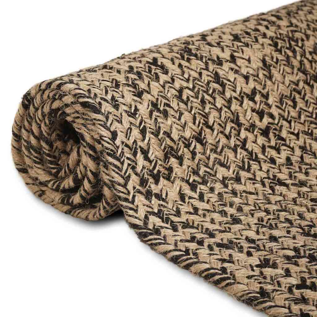 Tappeti per area Rettangolare Naturale e Nero 80 x 250 cm Juta