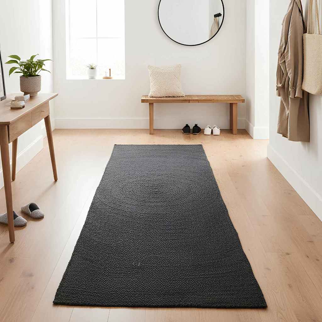 Tappeti per area Rettangolare Grigio scuro 80 x 200 cm Juta