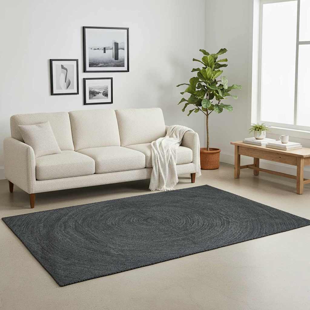 Tappeti per area Quadrato Grigio scuro 120 x 120 cm Juta