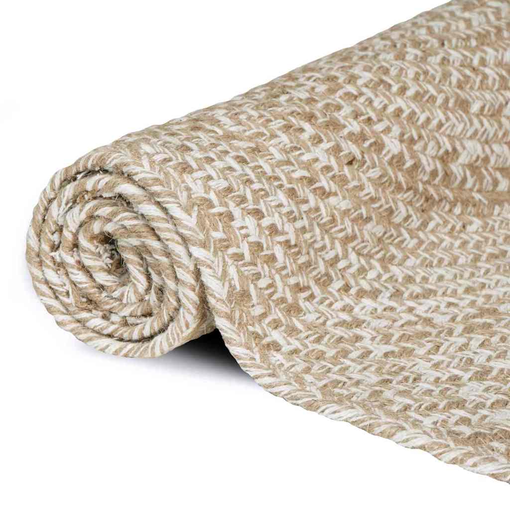 Tappeti per area Rettangolare Naturale e Bianco 80 x 250 cm
